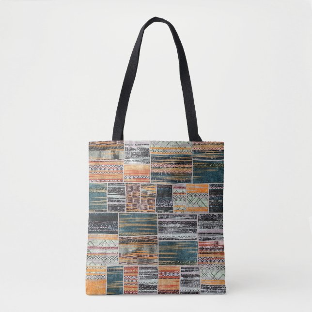 Patchwork collage mix, quilt mönster print. tygkasse (Framsida)