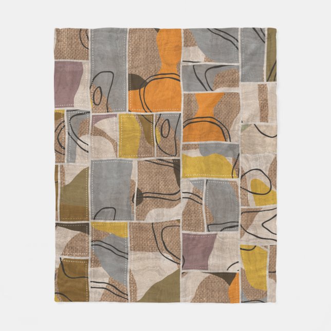 Patchwork collage, quilt mix mönster fleecefilt (Framsidan)