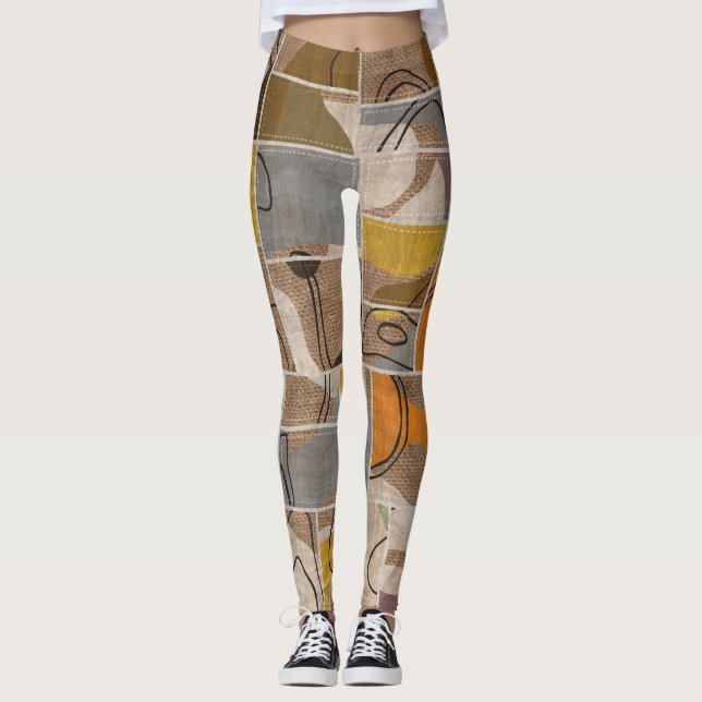 Patchwork collage, quilt mix mönster leggings (Framsida)