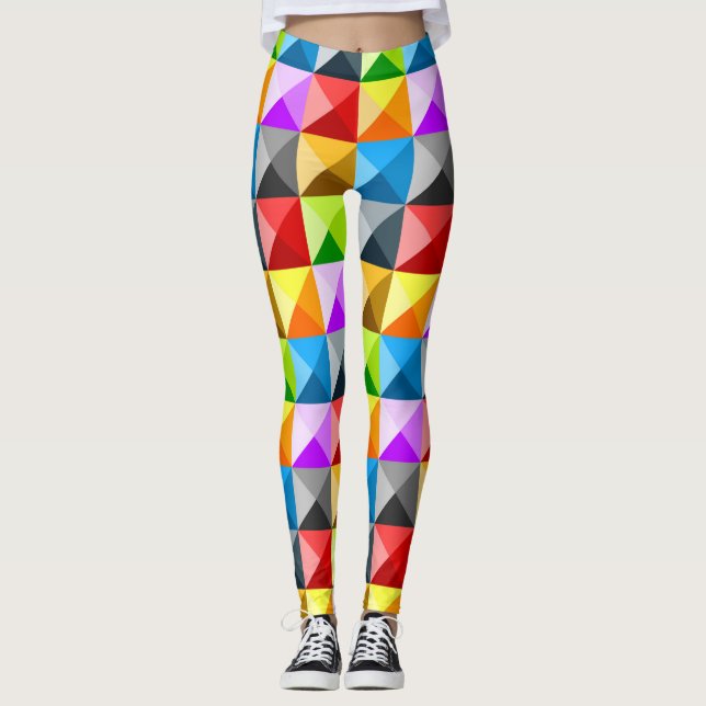 Patchwork Coola Colorful triangle geometric mönste Leggings (Framsida)