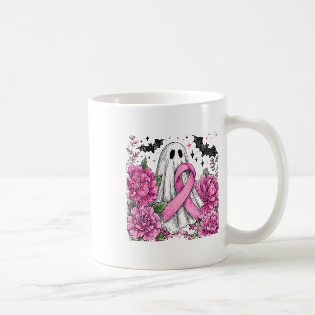 Patchwork Coquette Bow Breast Cancer Ghost Hallowe Kaffemugg (Höger)