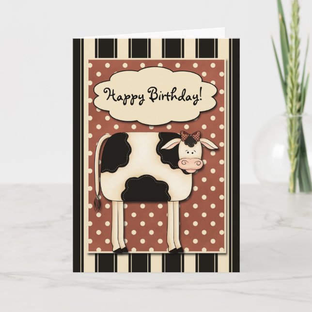 Patchwork Cow Birday Card Kort (Framsida)