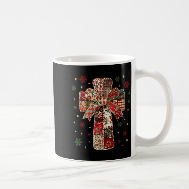 Patchwork Cross Christian Christmas Coquette Bow  Kaffemugg (Höger)
