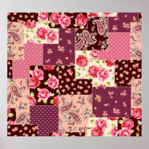 Patchwork Cute Seamless Mönster Poster
