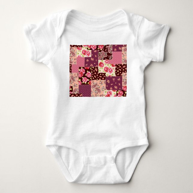 Patchwork Cute Seamless Mönster T Shirt (Framsida)
