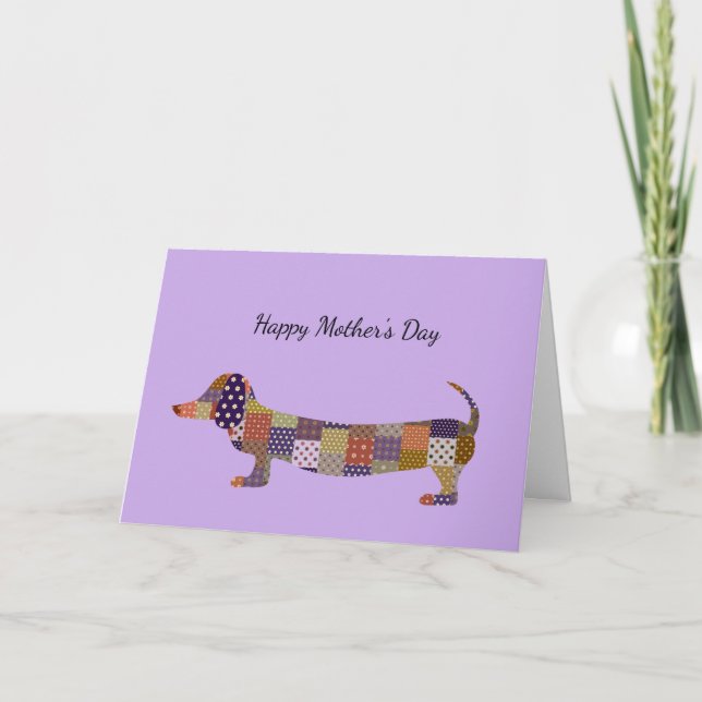 Patchwork Dachshund Mors dag Card Inbjudan (Framsida)