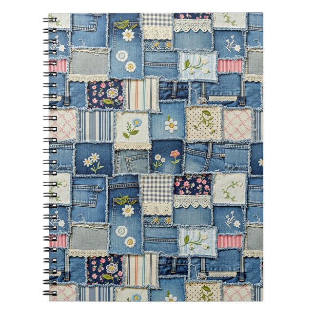 Patchwork Denim Anteckningsbok (Framsidan)
