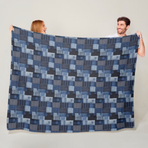 Patchwork Denim Fabric Art Illustration No20 Fleecefilt