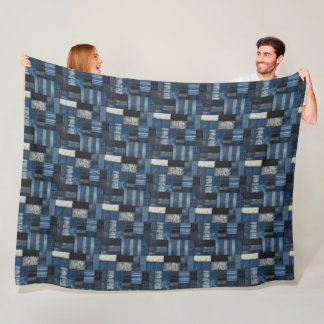 Patchwork Denim Fabric Art Illustration No7 Fleecefilt