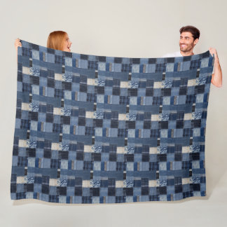 Patchwork Denim Fabric Art Illustration nr 9 Fleecefilt
