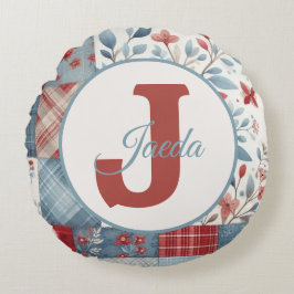 Patchwork Denim Koala Throw Pillow Rund Kudde