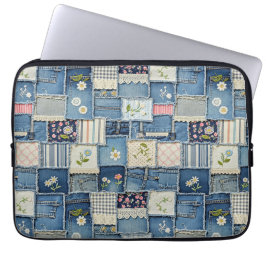 Patchwork Denim Laptop Fodral