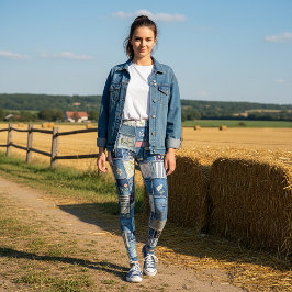 Patchwork Denim Leggings