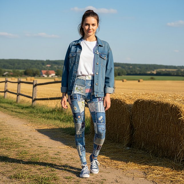 Patchwork Denim Leggings (Skapare uppladdad)