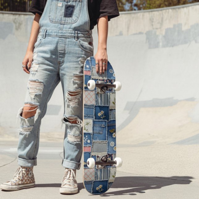 Patchwork Denim Mini Skateboard Bräda 18,5 Cm (Skapare uppladdad)
