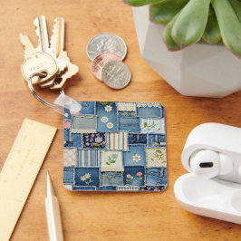 Patchwork Denim Nyckelring