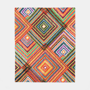 Patchwork Design med Aztec-rutor. Fleecefilt