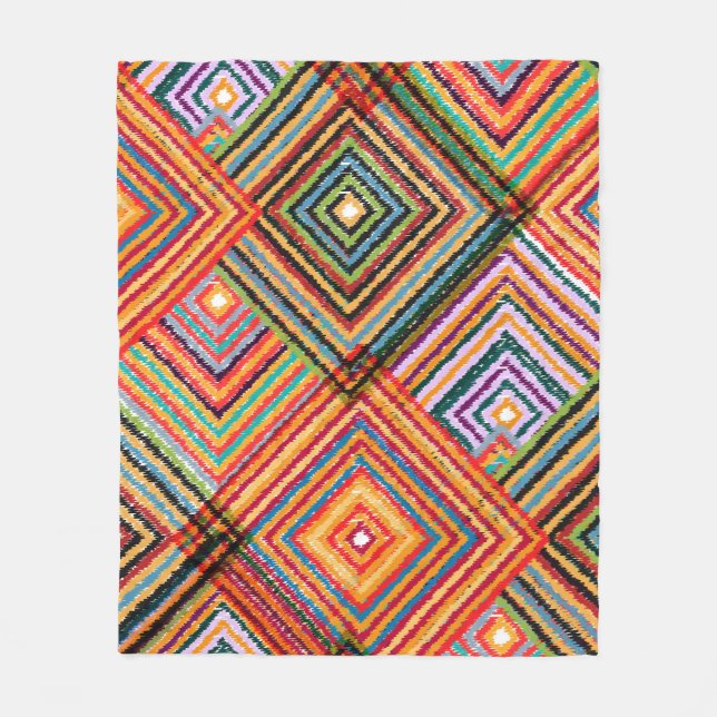 Patchwork Design med Aztec-rutor. Fleecefilt (Framsidan)