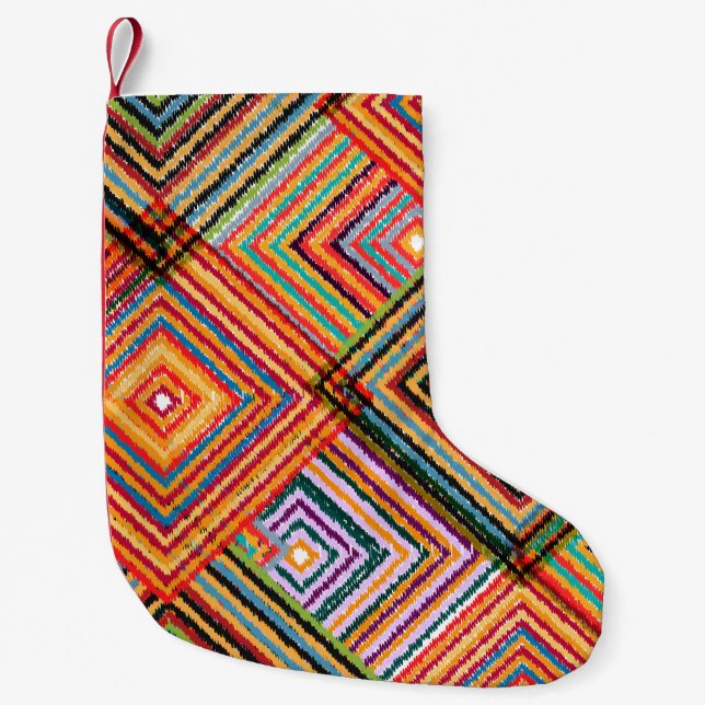 Patchwork Design med Aztec-rutor. Liten Julstrumpa (Framsidan)