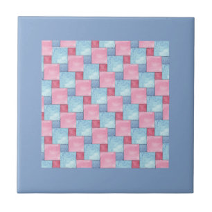 Patchwork Design Tile, Pinks, Blues Kakelplatta