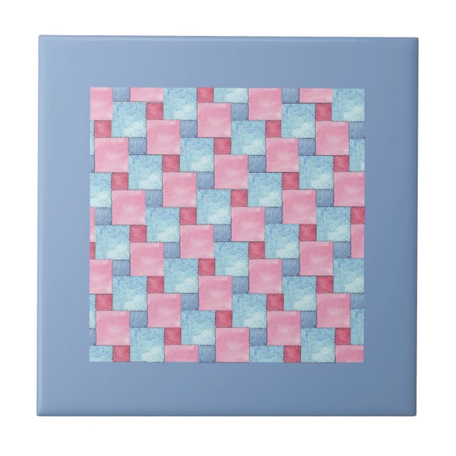 Patchwork Design Tile, Pinks, Blues Kakelplatta (Framsidan)
