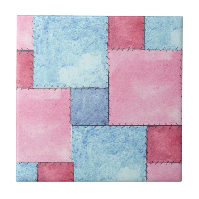 Patchwork Design Tile, Pinks, Blues Kakelplatta (Framsidan)