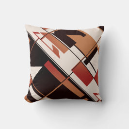 Patchwork Diagonal in Orange Shades Black Beige Kudde