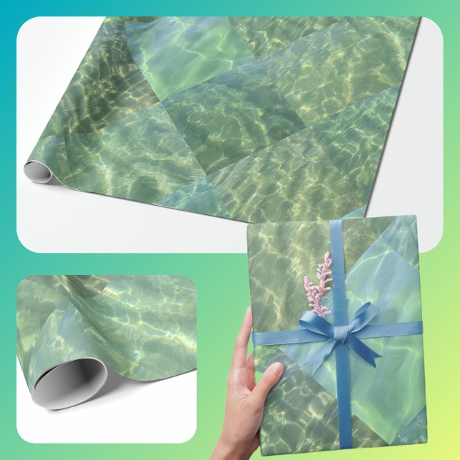 Patchwork Diamond Aquamarine Vatten Presentpapper (Skapare uppladdad)