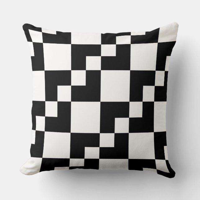 Patchwork Domino - Black and White Kudde (Framsida)