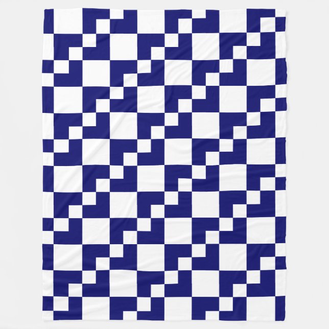 Patchwork Domino - Deep Navy Blue and White Fleecefilt (Framsidan)