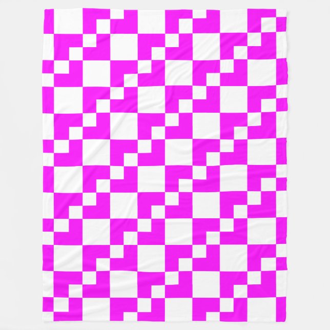 Patchwork Domino - Magenta och vit Fleecefilt (Framsidan)