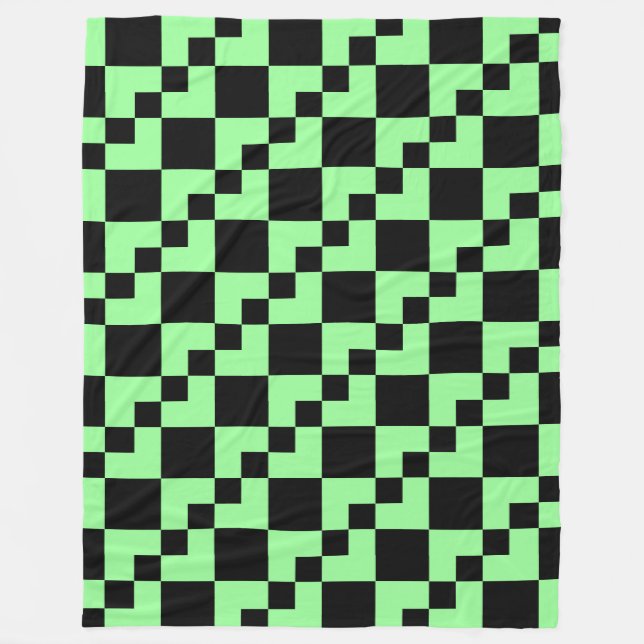 Patchwork Domino - Mint Grönt och Black Fleecefilt (Framsidan)