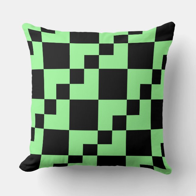 Patchwork Domino - Mint Grönt och Black Kudde (Framsida)