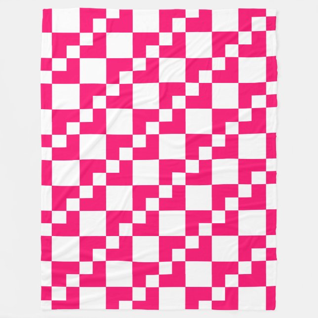 Patchwork Domino - Neon Red and White Fleecefilt (Framsidan)