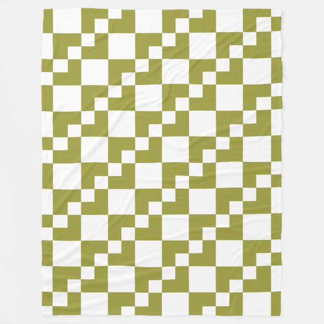 Patchwork Domino - Olive and White Fleecefilt (Framsidan)