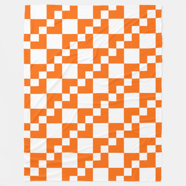 Patchwork Domino - Orange och vit Fleecefilt (Framsidan)