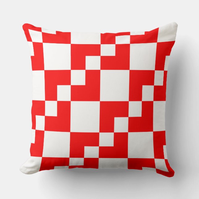 Patchwork Domino - Red and White Kudde (Framsida)