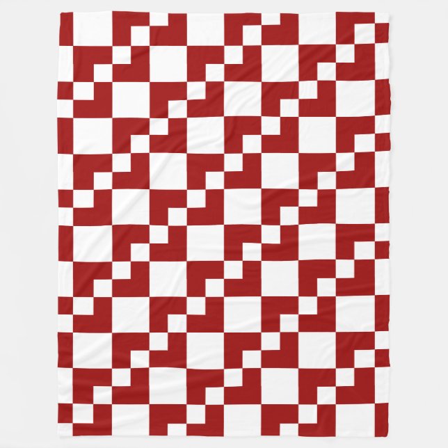 Patchwork Domino - Ruby Red and White Fleecefilt (Framsidan)