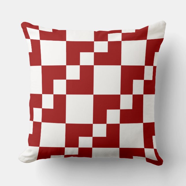 Patchwork Domino - Ruby Red and White Kudde (Framsida)