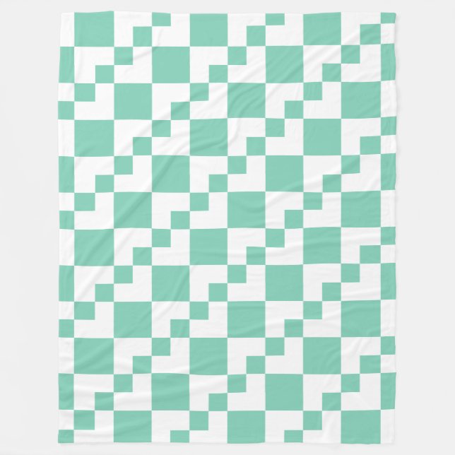 Patchwork Domino - White and Blek Grönt 7dcfb6 Fleecefilt (Framsidan)