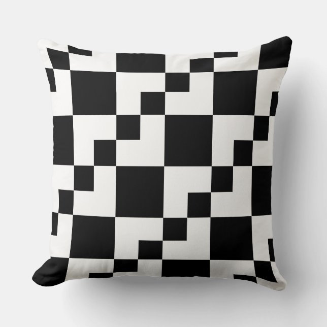 Patchwork Domino - White on Black Kudde (Framsida)