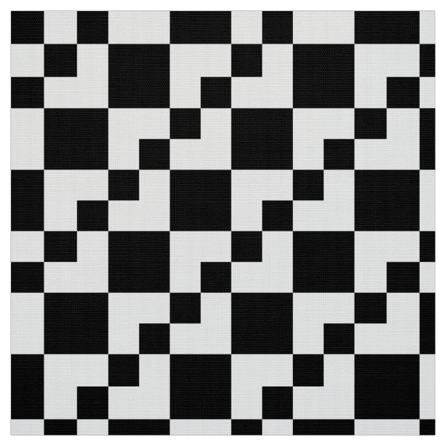 Patchwork Domino - White on Black Tyg (Provkarta)
