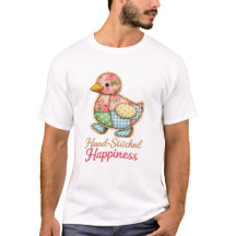 Patchwork Duck Broderad T‑Shirt – “Hand‑Sydd