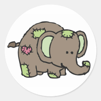 Patchwork Elephant Stickers - Grönt & Brown Runt Klistermärke