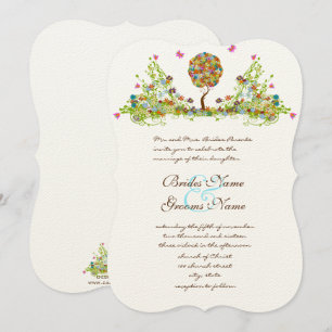 Patchwork Enchanted Forest Träd bröllopsinbjudan Inbjudningar