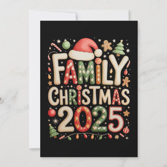 Patchwork Familj Jul 2025 Xmas Högtid Julkort (Framsida)