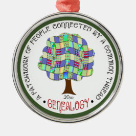 Patchwork Family Träd Genealogy Gift Elegant Julgransprydnad Metall