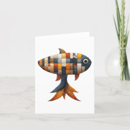 Patchwork Fish Hälsning Card Tack Kort