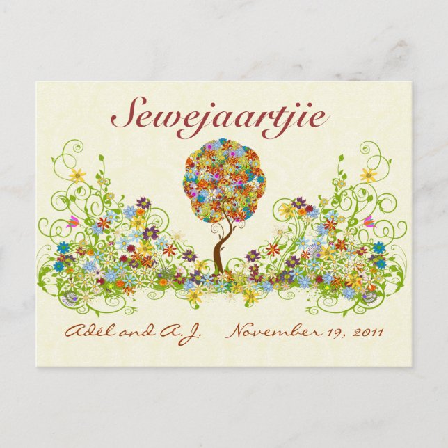 Patchwork Flower Kärlek Namn i stället för nummer Vykort (Framsida)