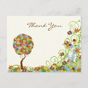 Patchwork Flower Kärlek Träd Tack PostCard Vykort